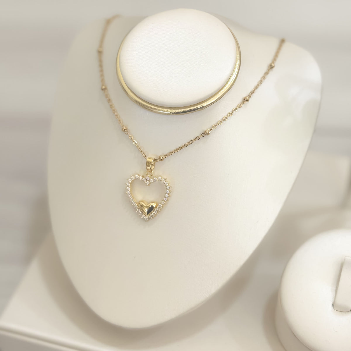 Cadena Corazon Silueta y Corazon mini