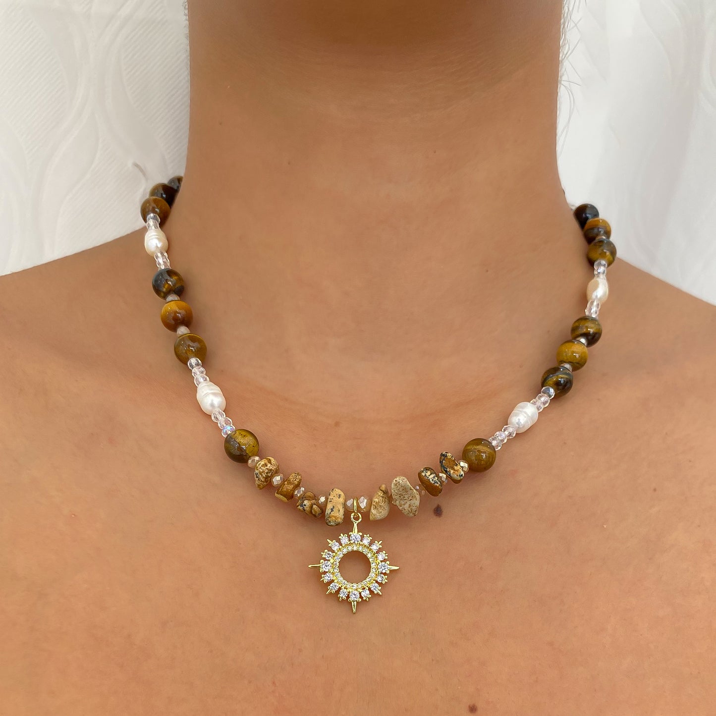 Collar Ojo De Tigre Sol Destello