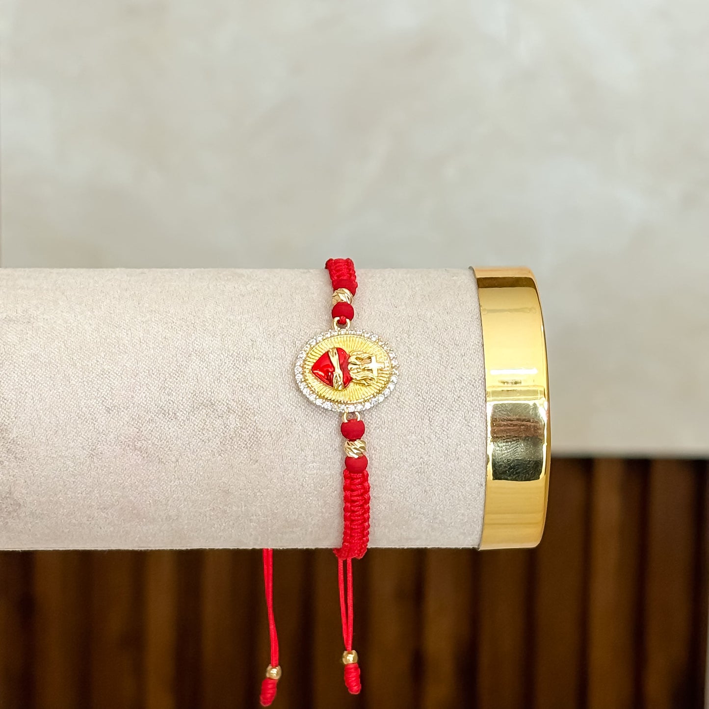 Pulsera Sagrado Corazon Fondo Dorado