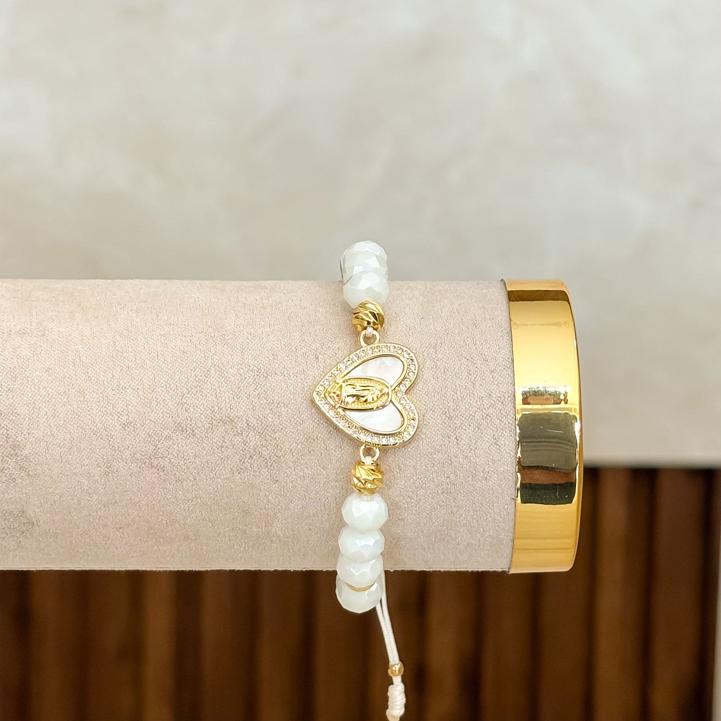 Pulsera Virgen de Guadalupe Murano Blanco