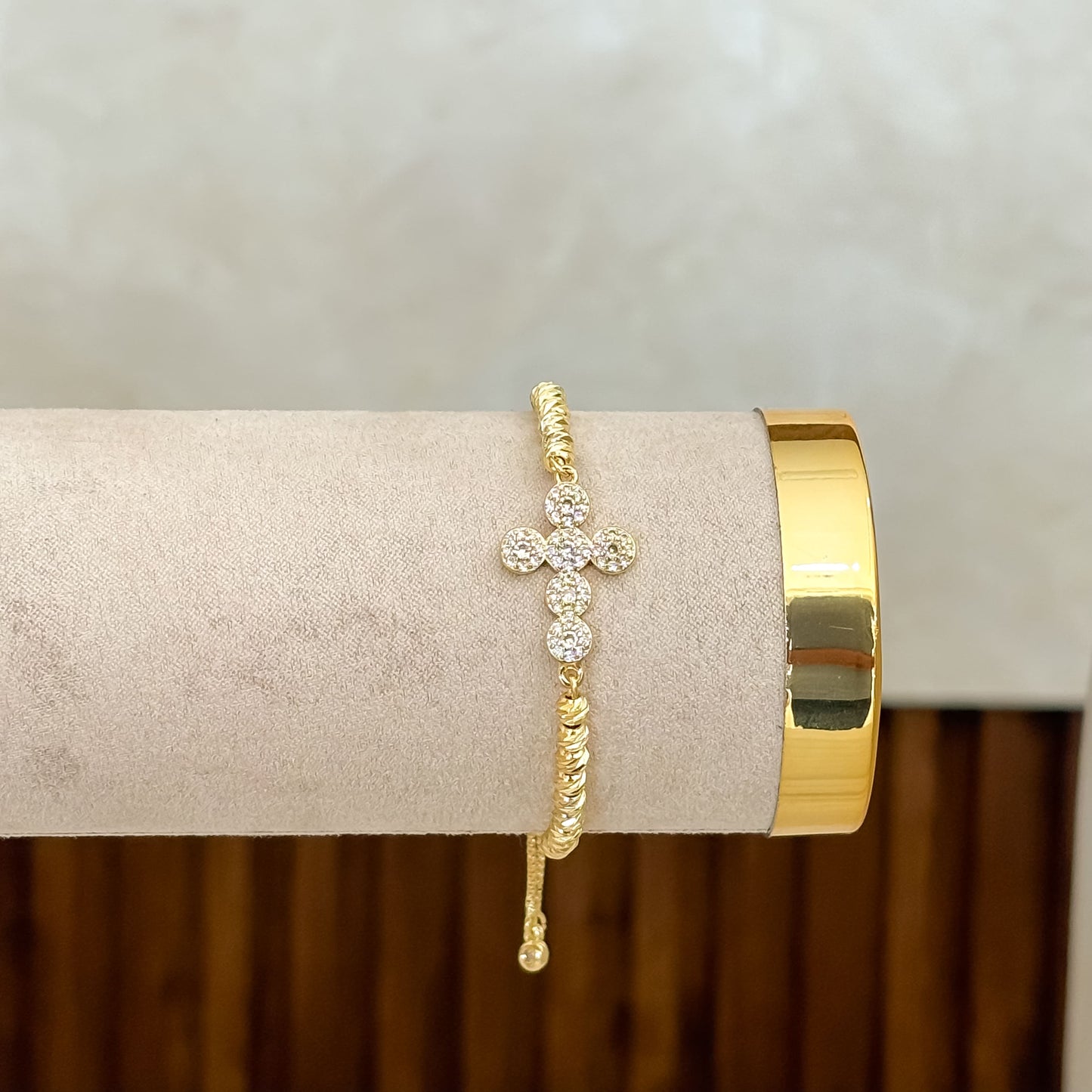 Pulsera Cruz Circon Balines Rodinados