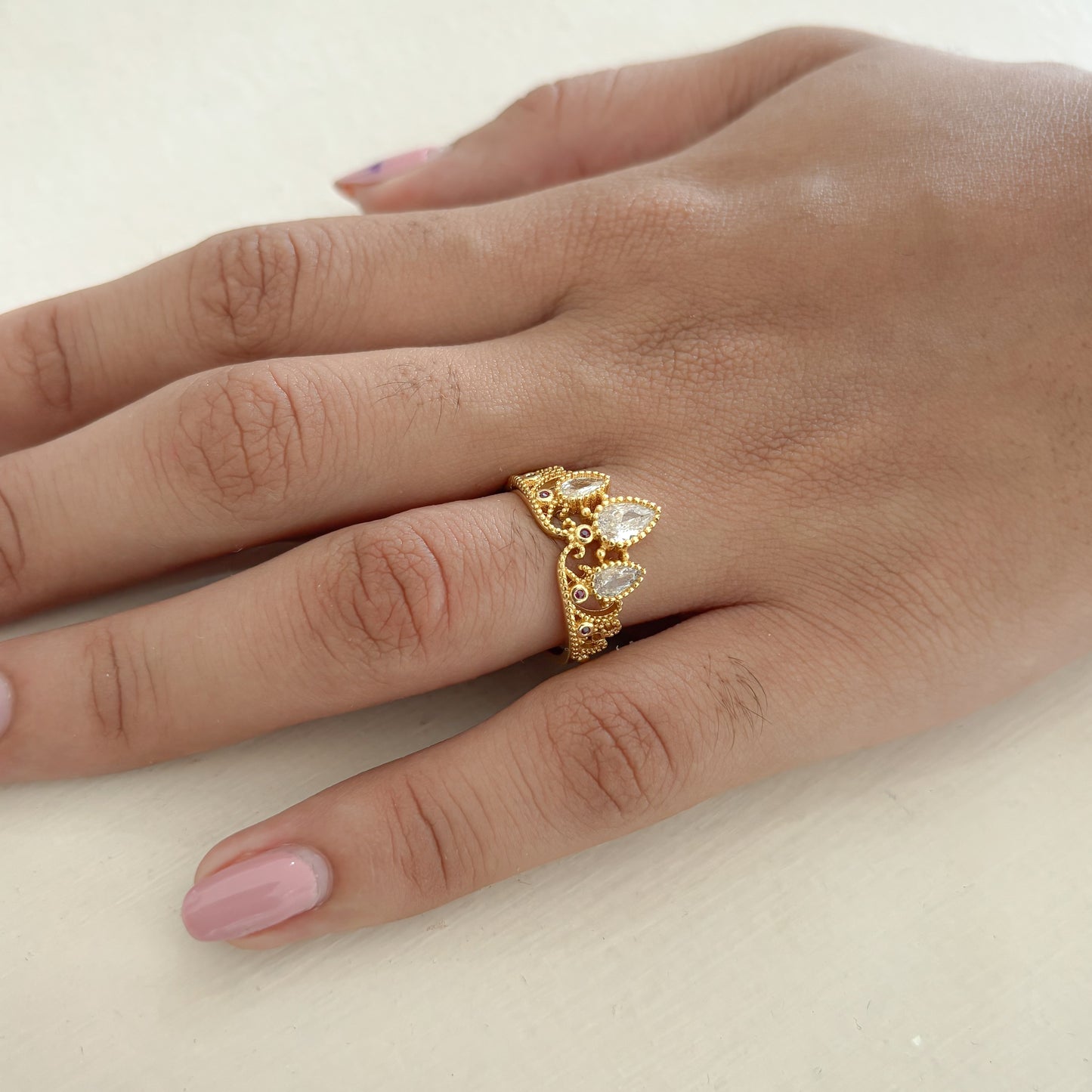 Anillo Corona Reina Cristal