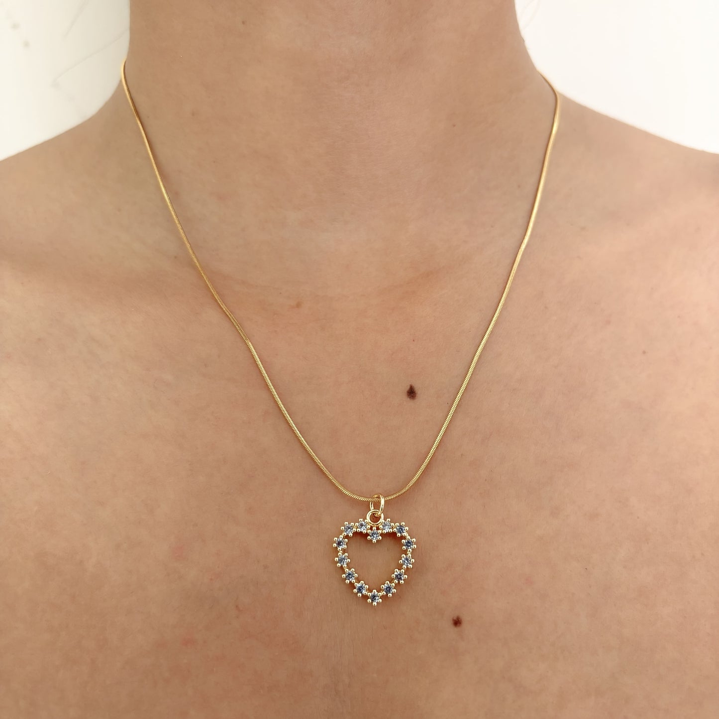 Cadena Corazon Silueta Microcircon