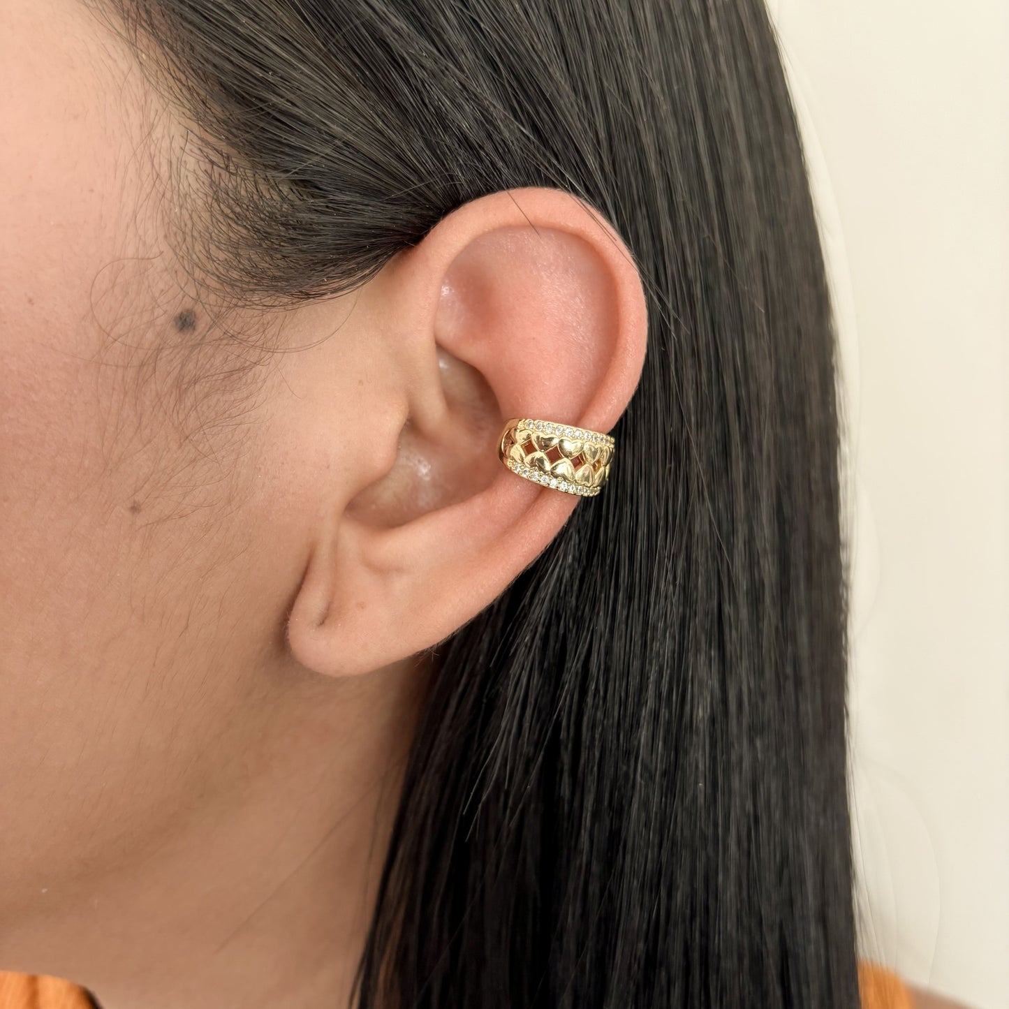 Earcuff Corazones Doble Carril