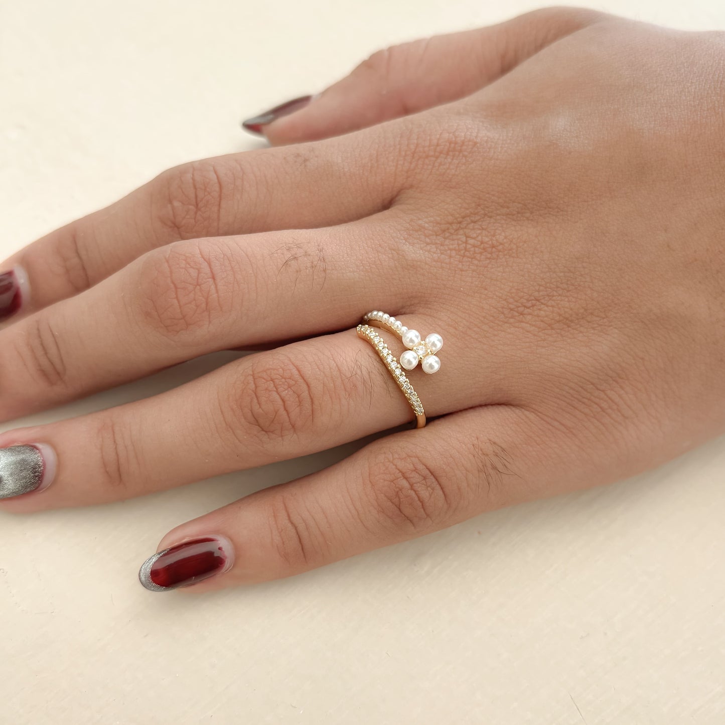 Anillo Flor Perla