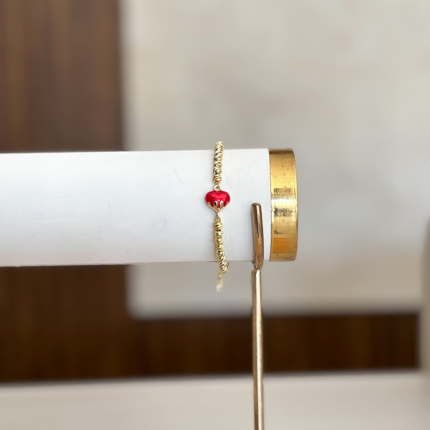 Pulsera Corazon Llamas Tipo Veneciana Balines