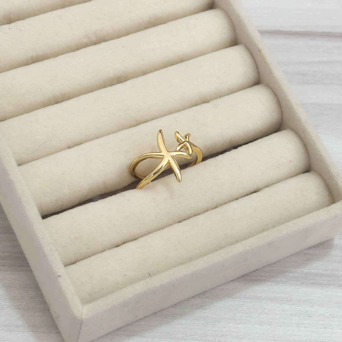 Anillo Estrellas De Mar En Puntas