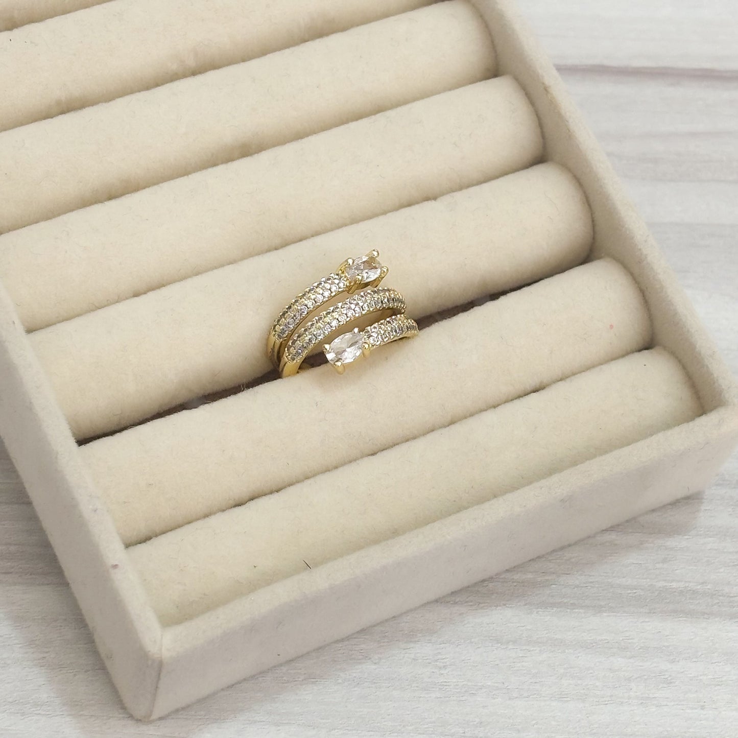 Anillo 3 En 1 Punta Cristal