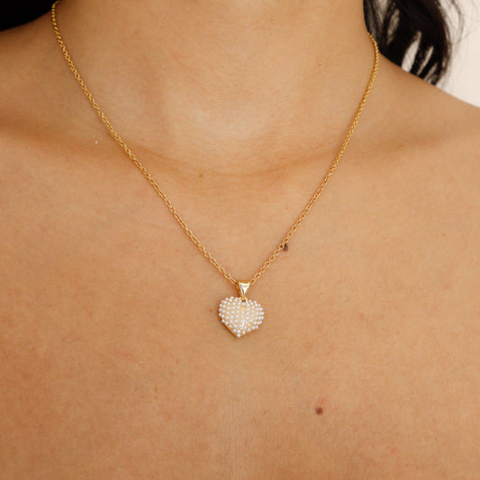 Cadena Corazon Micro Perlas