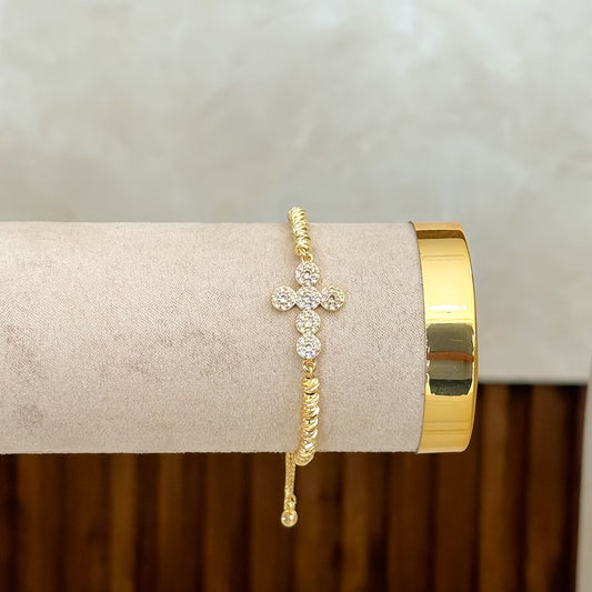 Pulsera Cruz Circon Balines Rodinados