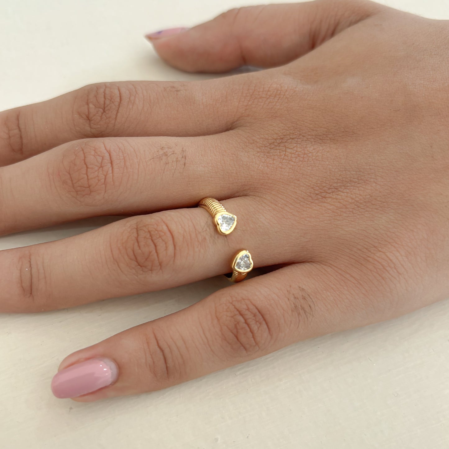 Anillo Doble Corazon Punta