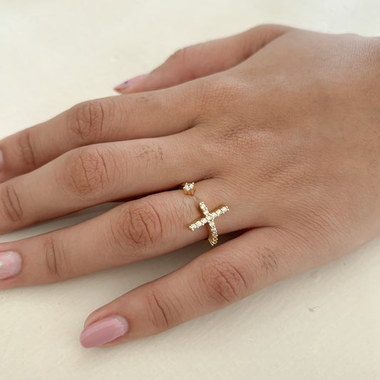 Anillo Cruz Ajustable Adelante
