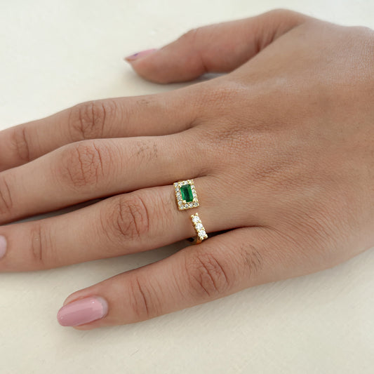 Anillo Cristal Rectangulo Ajustable Adelante