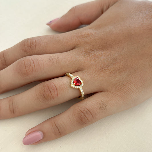 Anillo Corazon Cristal Microcircones