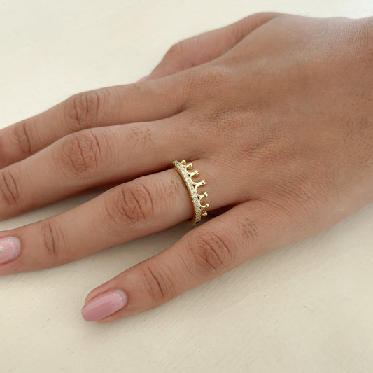 Anillo Corona Carril Circon