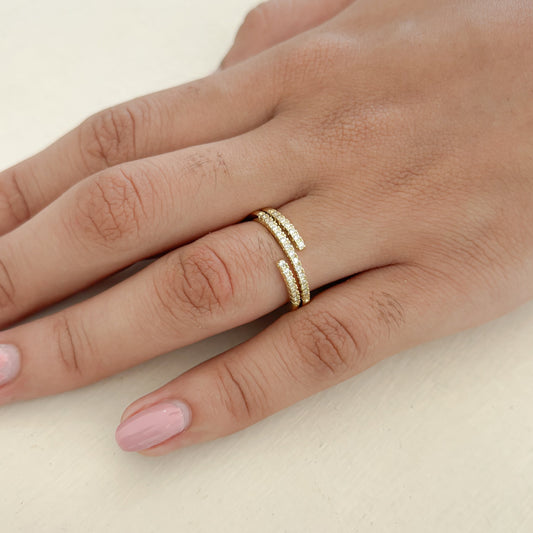 Anillo 2 Lineas Medias Microcircon