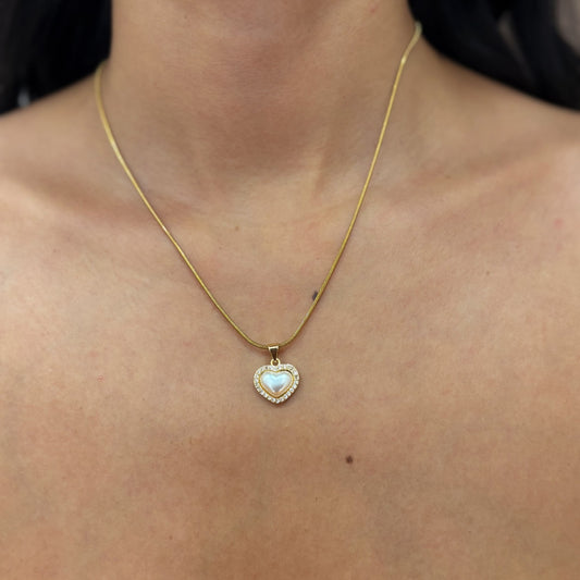 Cadena Corazon Perla Circon