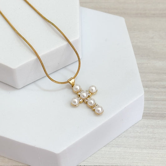 Cadena Cruz de Perlas