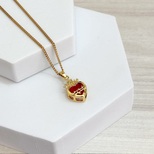 Cadena Sagrado Corazon de Jesus Rojo