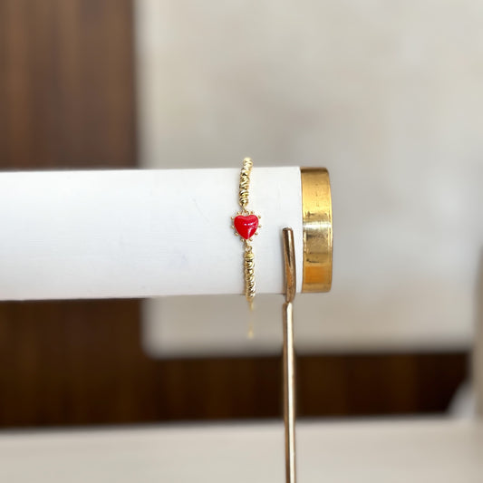 Pulsera Corazon Destello Tipo Veneciana Balines