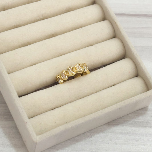 Anillo Corazon Continuo Mini Perla Fondo