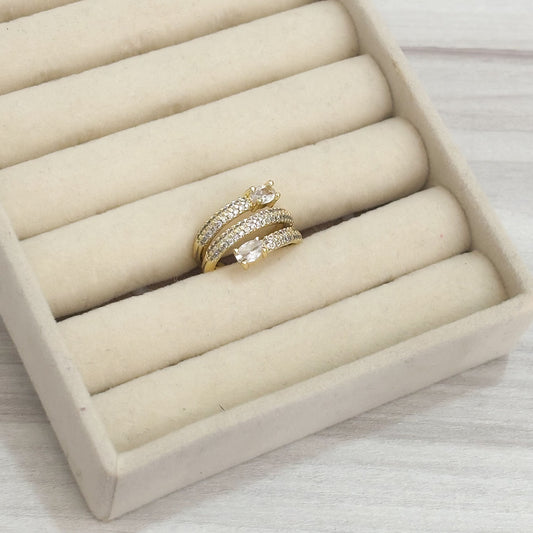 Anillo 3 En 1 Punta Cristal