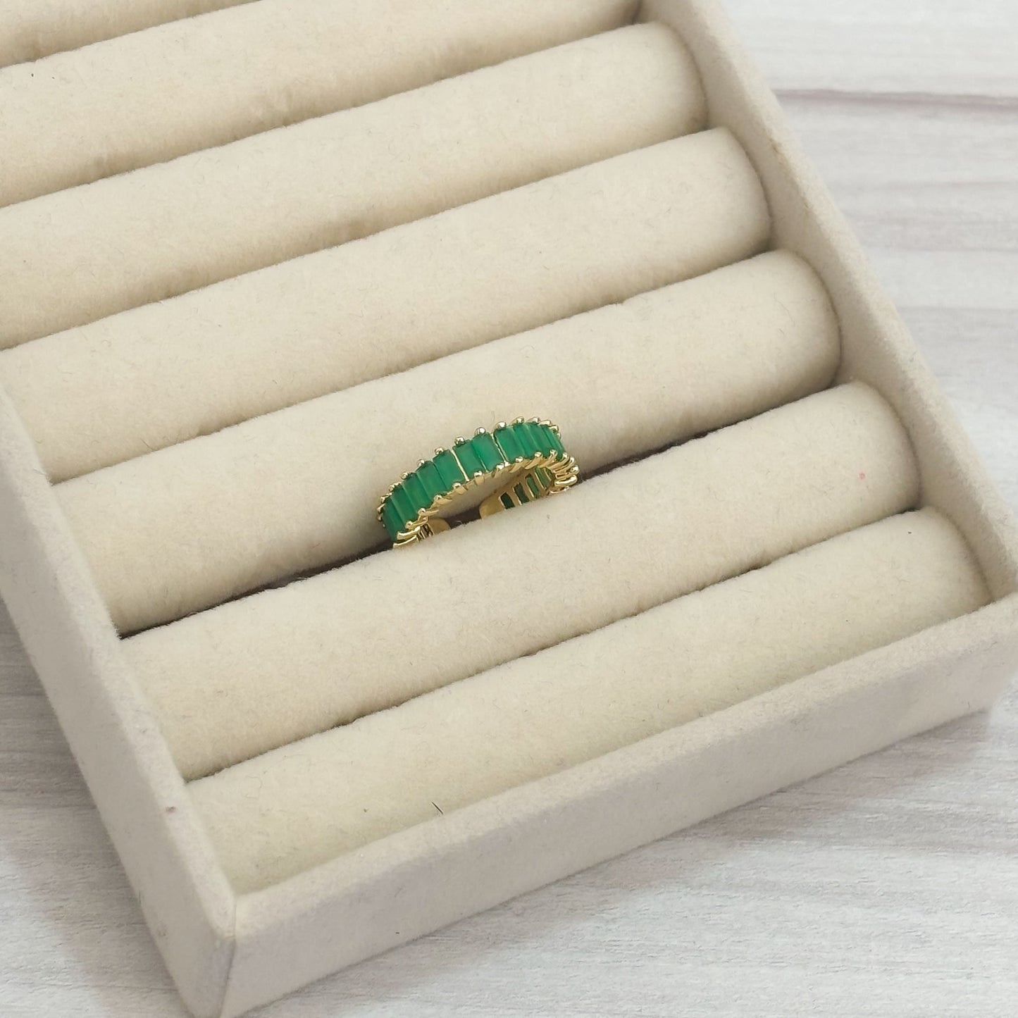 Anillo Cristal Rectángulo Verde