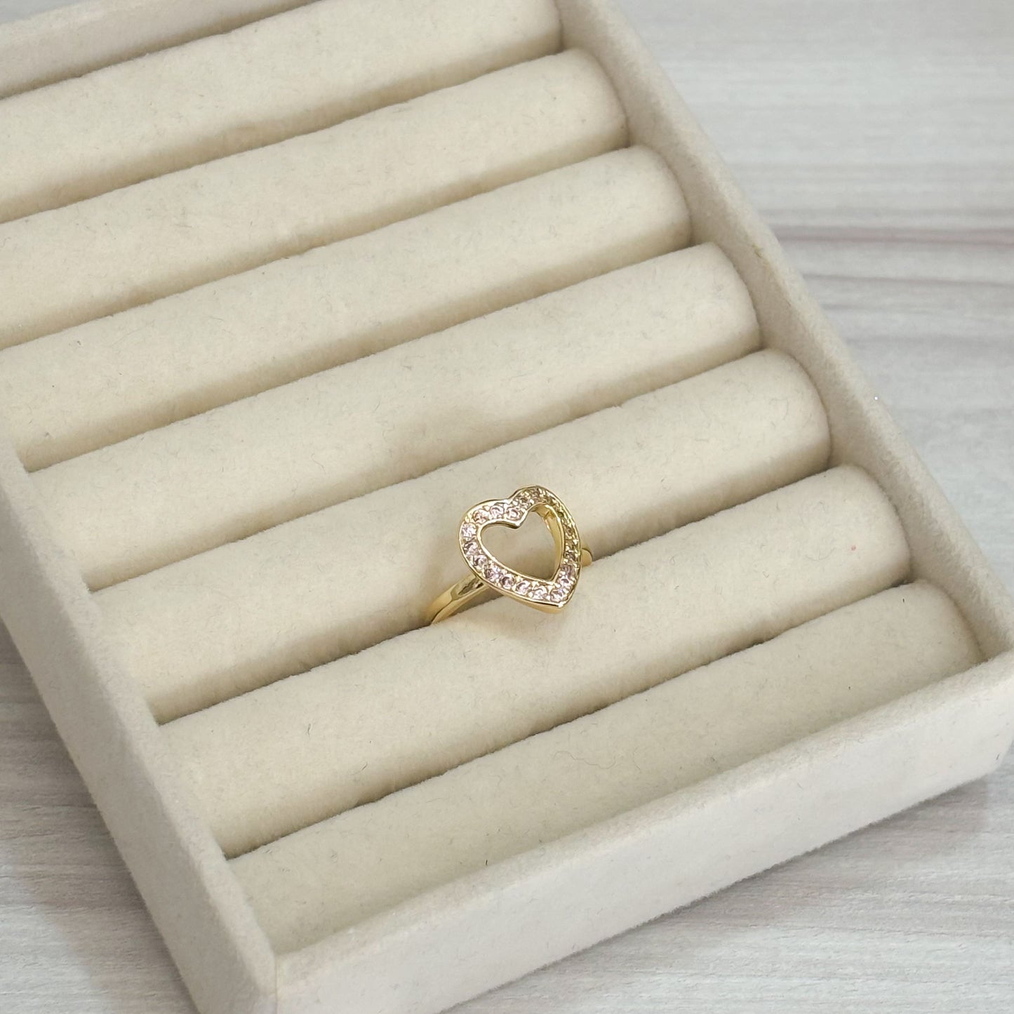 Anillo Corazon Silueta Circon Lila