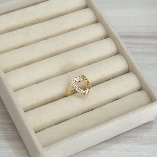 Anillo Corazon Silueta Circon Lila