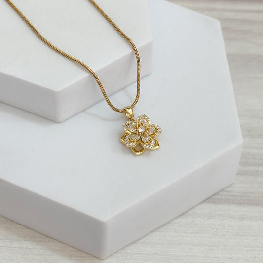 Cadena Flor 5 Hojas Cristal Antiestres