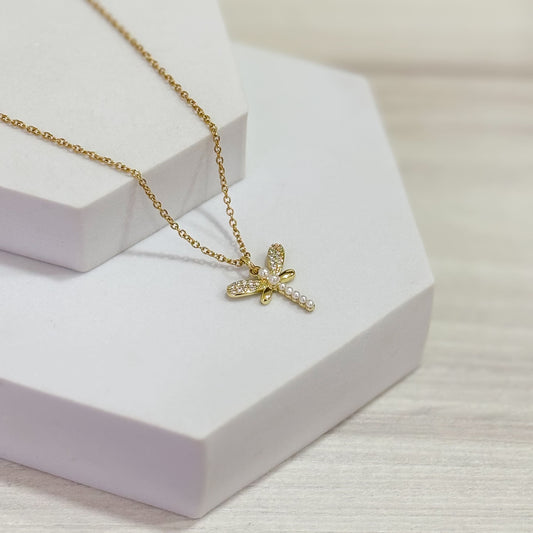 Cadena Libelula Cola Perlas